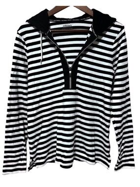 OLSEN Henny Jersey Stripe Hoodie Nautical Coastal Minimalist Athleisure